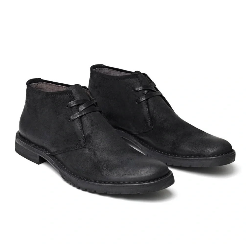 John Varvatos Portland Black Antiqued Leather Chukka Boot Mens Size 9.5